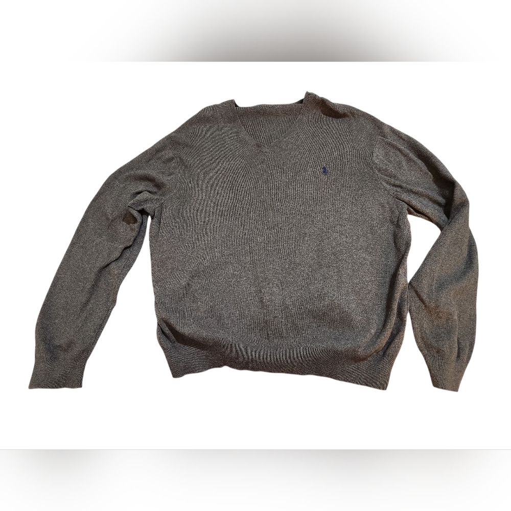 Vintage Ralph Lauren V-Neck Sweater Men's Gray Xl